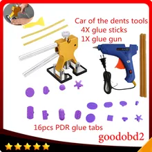 16 шт. для кузова автомобиля безболезненное удаление вмятин набор инструментов для ремонта клея Съемник с вмятин подъемник+ PDR клеевой пистолет 100 Вт+ 4X клеевые палочки для VW