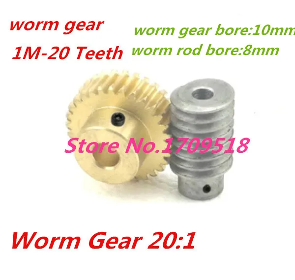 

1 sets1M-20T reduction ratio:1:20 copper worm gear hole -10MM rod:8mm metal worm reducer transmission parts