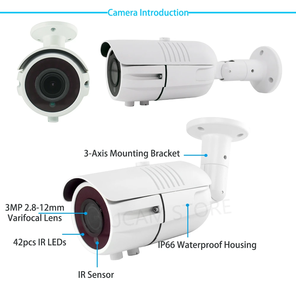 Telecamera Di Sicurezza Esterna ZBen 2.0 MP AHD - Full HD 1080P, IP66, Visione Notturna 20m
