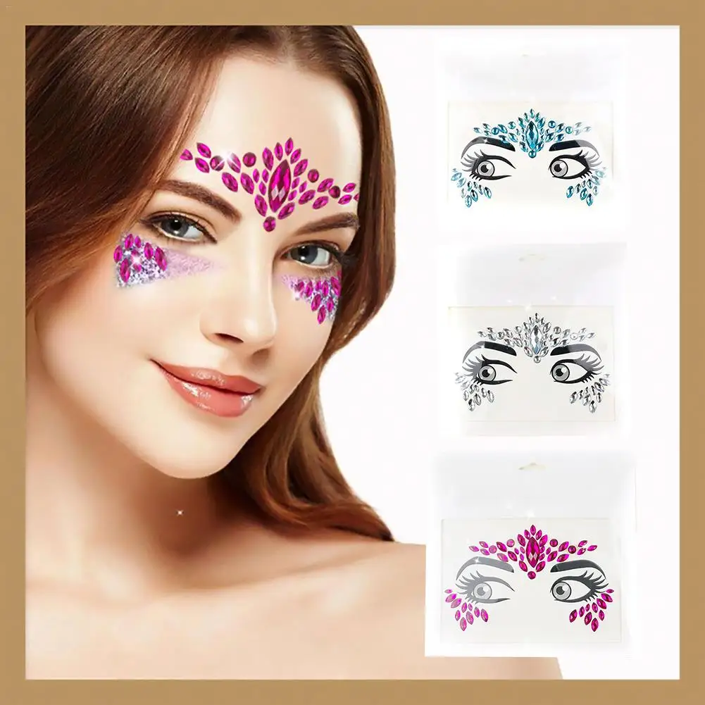 1pc DIY Face Diamond Sticker Green Resin Eyebrow Diamond Sticker