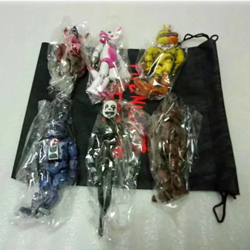 움직이는 관절 미드나이트 장난감, 곰 액션 피규어 장난감, 폭시 치카 PVC 모델 인형, 어린이 브린케도, 세트당 6 개 
