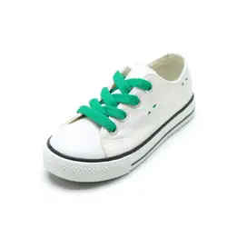 Новая детская парусиновая обувь для мальчиков кроссовки школьные на шнуровке Белый Черный Студенческая обувь на плоской подошве
