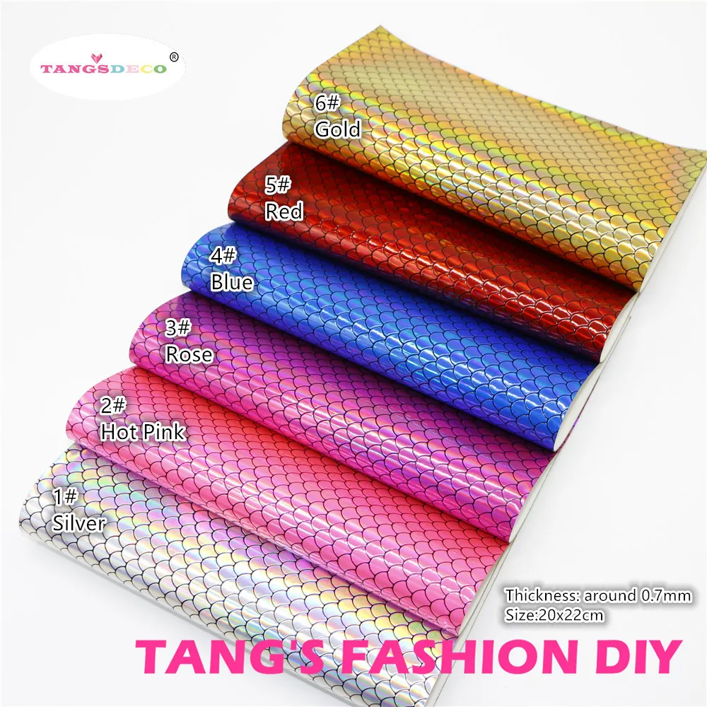 

6pcs--20x22cm laser color shiny fish skin shape Leahter/faux leather/Synthetic leather (can choose color)