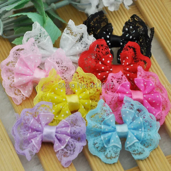 

20Pcs Lace Organza Ribbon Bows Flowers Wedding Decoration Applique A088
