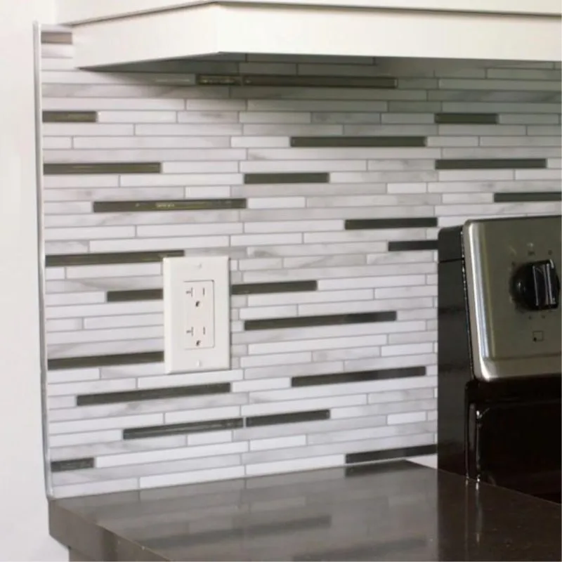 Peel and Stick Wall tile White Grey Marble Mosaic Self adhesive Backsplash DIY Kitchen Bathroom Home Wall Decal Sticker Vinyl 3D Peel and Stick Wall tile White Grey Marble Mosaic Self adhesive Backsplash DIY Kitchen Bathroom Home Wall Decal Sticker Vinyl 3D