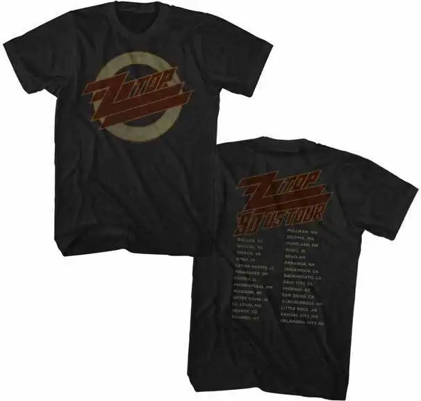 

ZZ Top 1990 US Tour Dates Adult T Shirt Rock Music100% Cotton Cool