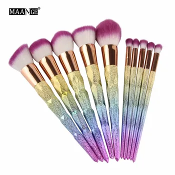 

10pcs/set Professional Makeup Brush Three-dimension Powder Blusher Eyeshadow Eyeliner Eyebrow Lip Brush Colorful Cosmetic Tool