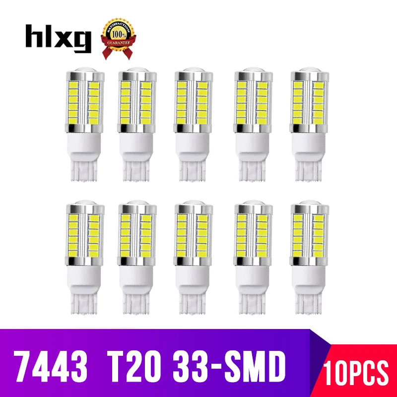 

hlxg 10PCS T20 Led W21W Brake Lights Car Lights Auto Bulb 7440 12V 6000K Turn Signal Clearance Lamp Reverse Parking Lighting