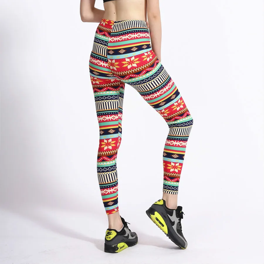 

New Women Fitness Leggings Snow Marks Wapiti Santa Claus Printing Leggings High Waist Christmas Leggings