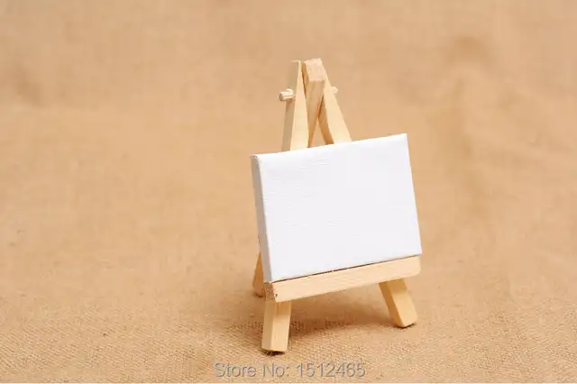 Online 10 Sets Mini Display Easel With Canvas 7 5cm Wedding Placeholder 10 Sets Mini Display Easel With Canvas 7 5cm Wedding Table Numbers Painting Hobby Wooden