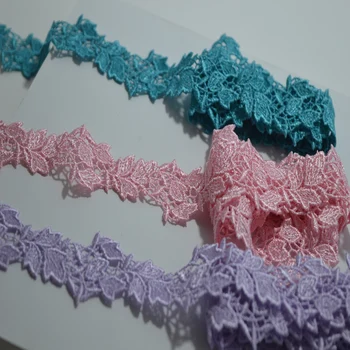 

3cm width 2yds/lot green~pink~purple Venise Trim with Design for Wedding Bridal and Garment Decoration 18030801