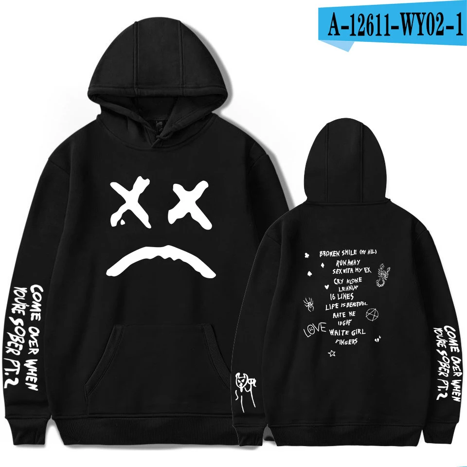 New lil peep Hoodie Men and Women Fans Sweatshirt Hoodies Sweatshirts Long Sleeve Print Hip Hop lil peep Boy Casual Clothes - Цвет: black