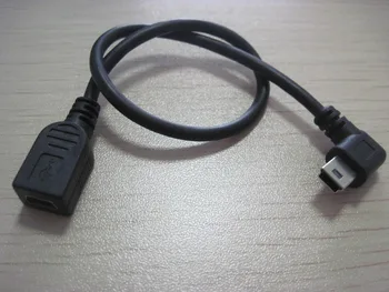 

10pcs 90 Degree Right angle Mini B male to female data sync charge cable cord wire line for mobile phone camera PSP tablet etc