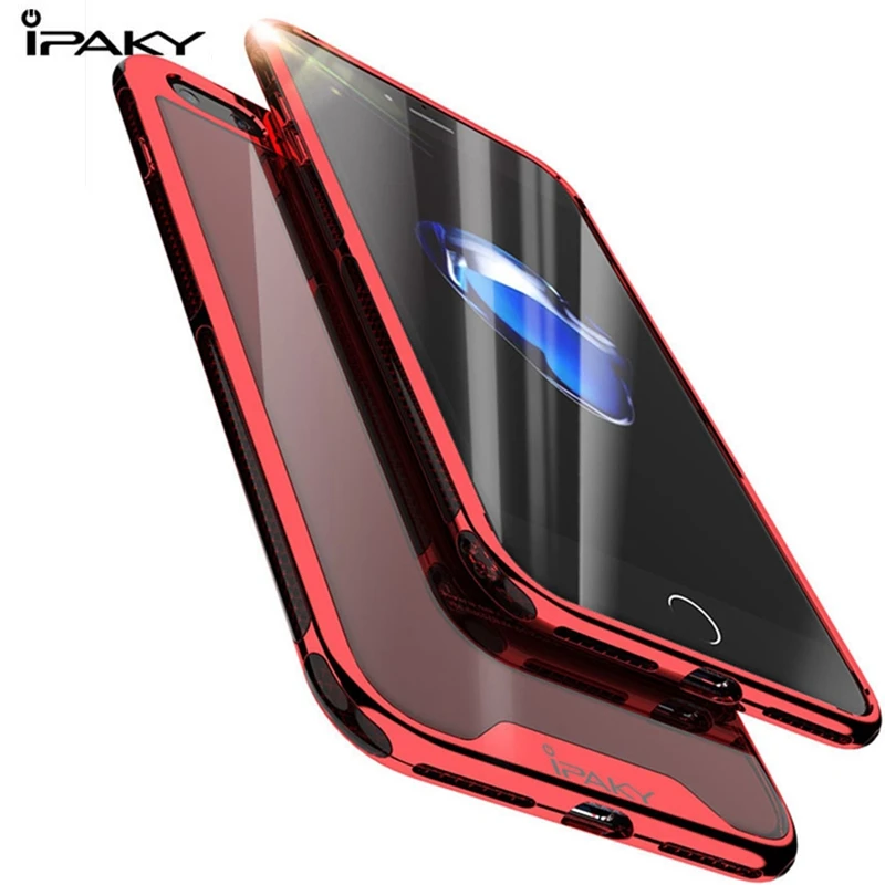 

IPAKY Luxury Plating Frame Case For iphone 7 8 plus Case TPU+PC Full Cover Transparent Back Case For iphone7 8 Case Coque fundas