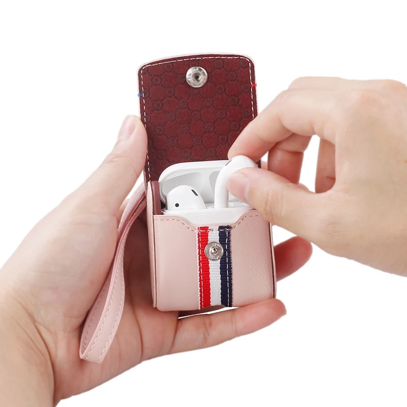 Cute Case For Airpods Women Mini Earphone Cover For Airpods Earpods Pink Color Leather Cases For Apple Wireless Headphone Coque (8)