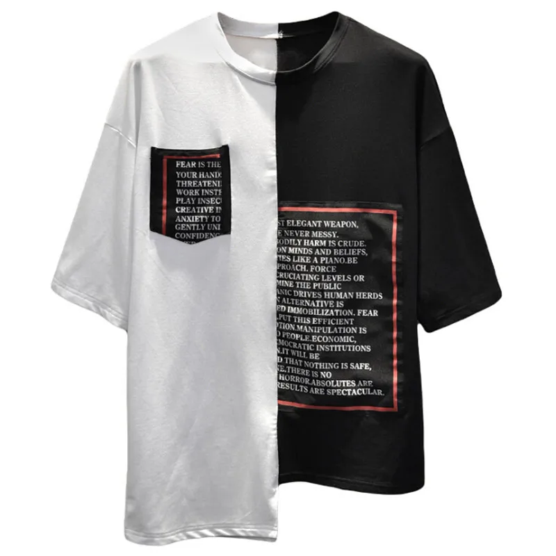 Мужская футболка в стиле хип хоп с ассиметричным дизайном|rock t shirt|designer shirtt shirt |