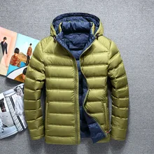 Модная брендовая мужская куртка-пуховик, теплое зимнее пальто на белом утином пуху, парки с капюшоном, мужские куртки с подкладкой, Casacos Masculino, мужская одежда