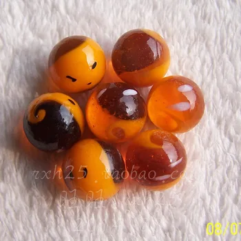 

Free shipping 7pcs/lot 16mm tai chi design tea color marbles glass bead decorative glass marbles jump chess pieces