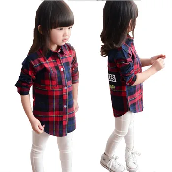 

baby girls shirts casual clothes spring cotton shirt girls plaid casual shirt children clothing 2-11T long sleeve child outwear