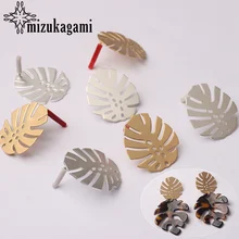 Pendientes de hojas de Metal dorado de aleación de Zinc, conectores de Base, 24*28mm, 6 unidades/lote, accesorios para fabricación de joyas