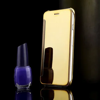 Luxury Clear Smart Window Protector Shell Bag Cover for iPhone 6 6S & Plus Flip Slim View mirror Electroplate Screen Case Capa