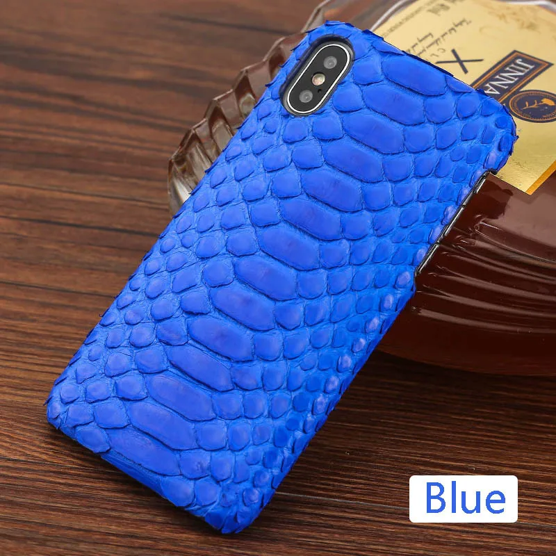 Кожа питона задняя крышка для iPhone X case кожи питона high-end чехол для телефона под заказчика для iPhone 6s 7 8 plus - Цвет: Blue