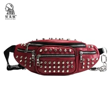 Поясная Сумка женская кожаная сумка с заклепками, маленькая сумка для телефона в стиле панк, поясная сумка, кошелек, роскошная дизайнерская сумка-бум Heuptas