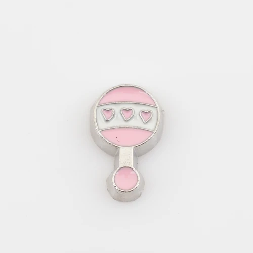 

Pink Baby Rattle, Floating charm fit floating charm lockets, FC0199,10PCS/LOT