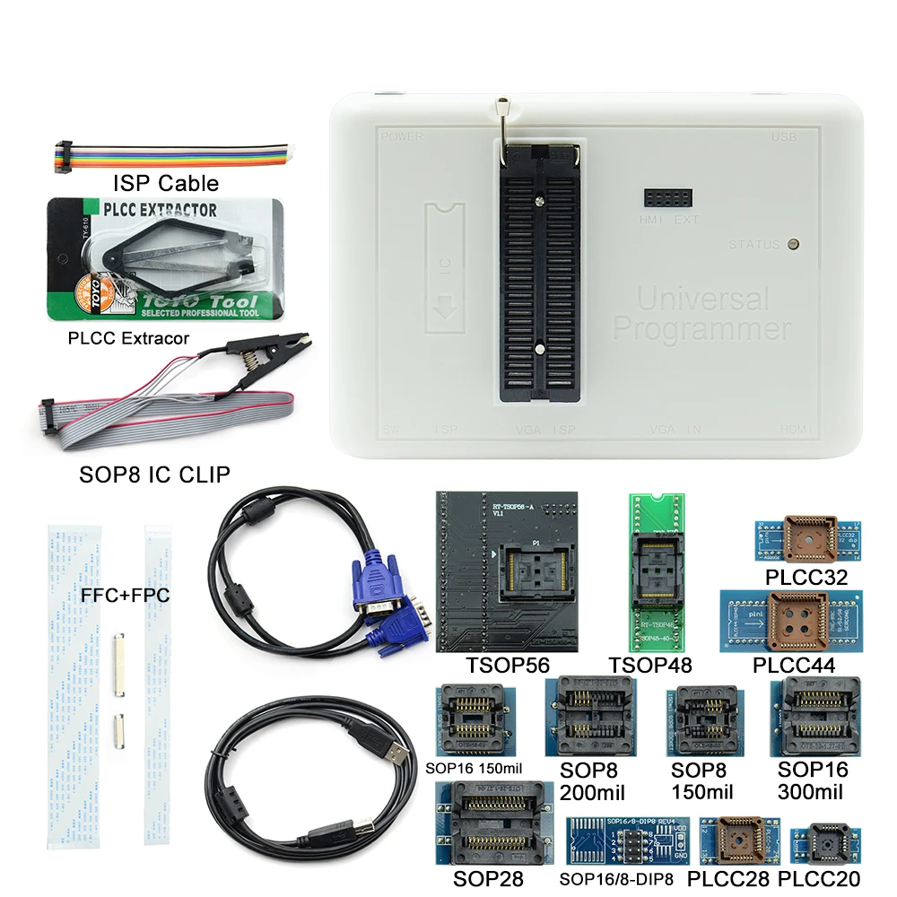 Sinstar новейшее программное обеспечение RT809H+ 16 адаптеров emmc-nand FLASH чрезвычайно быстрый Универсальный программатор