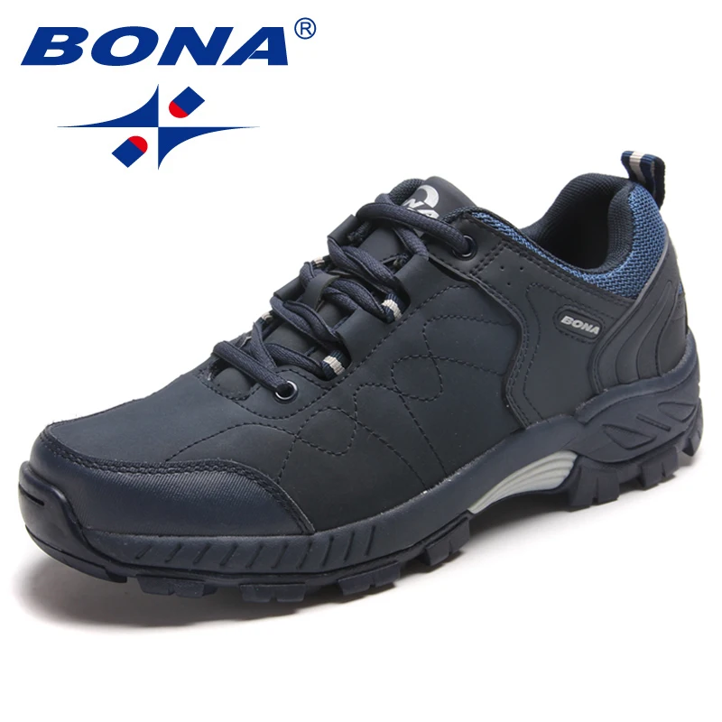 Ceny BONA nowy popularny styl mężczyźni piesze wycieczki buty zasznurować męskie buty sportowe do biegania na świeżym powietrzu Trekking trampki wygodne darmowa wysyłka