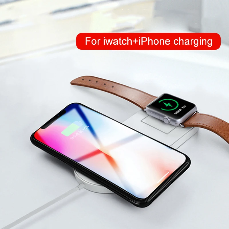 2 в 1 складное Беспроводное зарядное устройство для iPhone X XS Max XR samsung S8 S9 10 Вт быстрая Беспроводная зарядная панель для Apple Watch 4 3 2 1 зарядное устройство