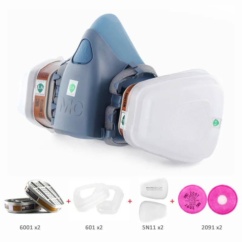 Achat Nouveau 9 En 1 7502 La Moitié Du Visage Masque Anti Poussière Peinture Pulvérisation Gaz Respirateur Double Filtres Pour Le Travail Industriel sécurité Maison Propre Masques
