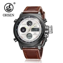 Лидер продаж OHSEN Брендовые повседневные кварцевые мужские водонепроницаемые наручные часы с будильником многофункциональные деловые часы подарок Relogio Masculino