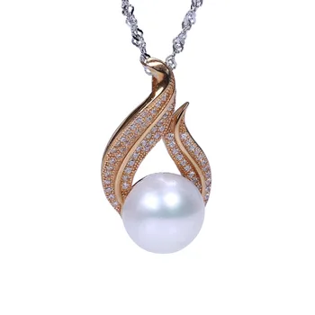 

new gorgeous AAA rice shape freshwater pearl water drop necklace 925 silver necklace