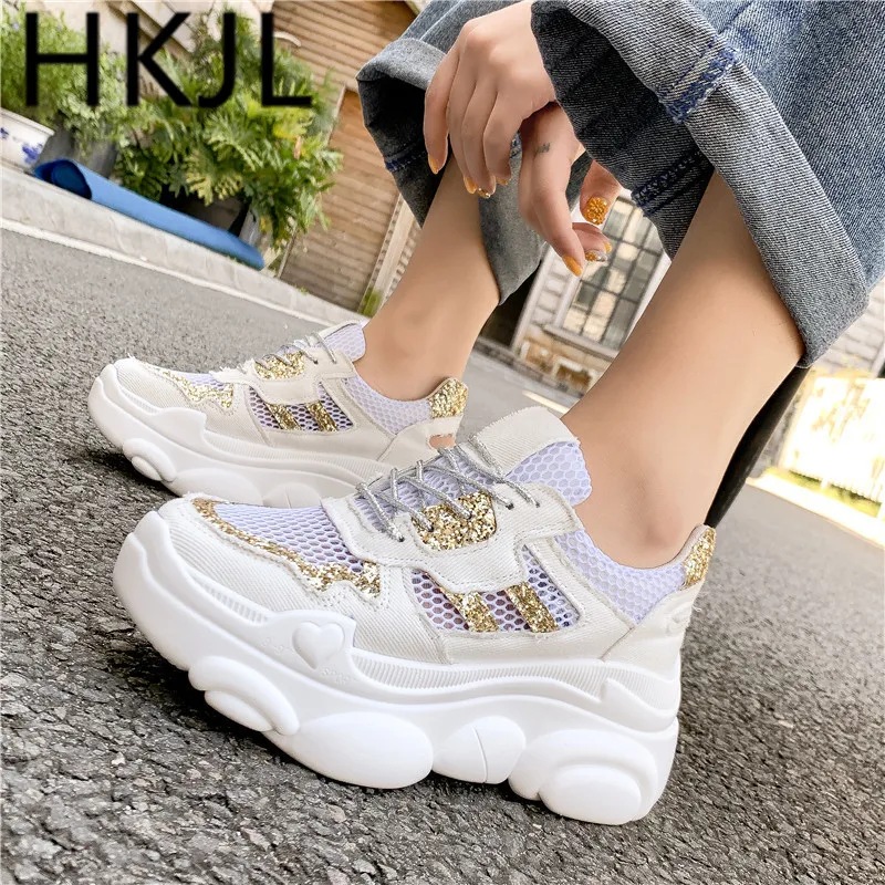

HKJL Casual shoes women's thick-soled spring 2019 Korean version joker sneakers running shoes new shoes A601