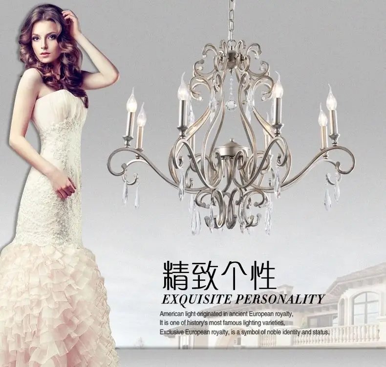 6/8 Arms Железный Кристалл Lustre de Cristal Роскошные канделябро хрустальные люстры cristal Sala