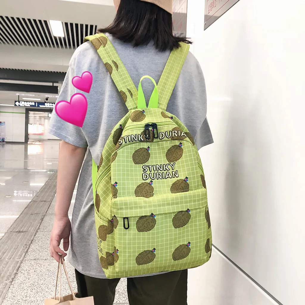 Мягкий Летний женский s рюкзак на молнии женская сумка с фруктовым Принтом Рюкзак Студенческая дорожная сумка большая емкость с буквенным принтом сумка