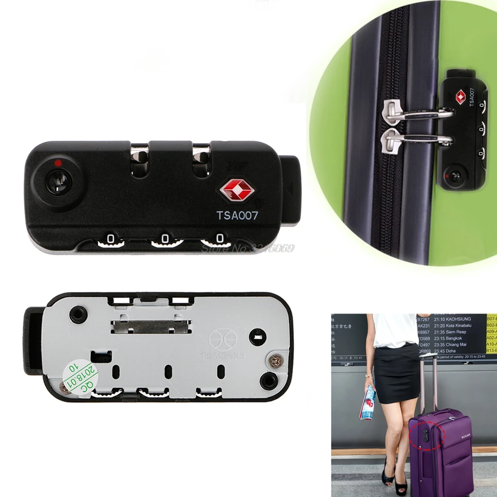 TSA Secure 3 Digit Combination Padlock Lock Luggage Suitcase Travel