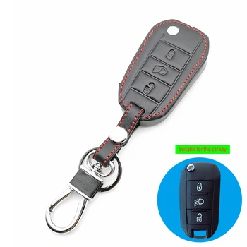 

3Button Genuine Leather Car Key Cover for Peugeot 3008 208 308 508 408 2008 Protective Carrying Case Holder Car Skin Accessories