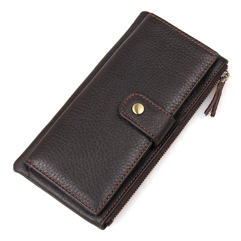 

Genuine leather Men's wallets Male long wallets Multi-function wallet for male cow leather man purses coffee Orgnaizer wallet