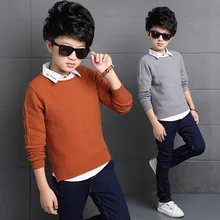 Angleterre Style Mode Marque Chandail Enfants Pull Laine Tricoté Col V À manches longues Automne École Garçons Pull Enfants Chandails de Laine