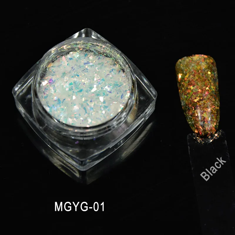 1 g/caja nueva llegada de 2017 pigmento de Mica cambiante de Color Camaleón de Color blanco Irregular para pintura de uñas, 5 colores