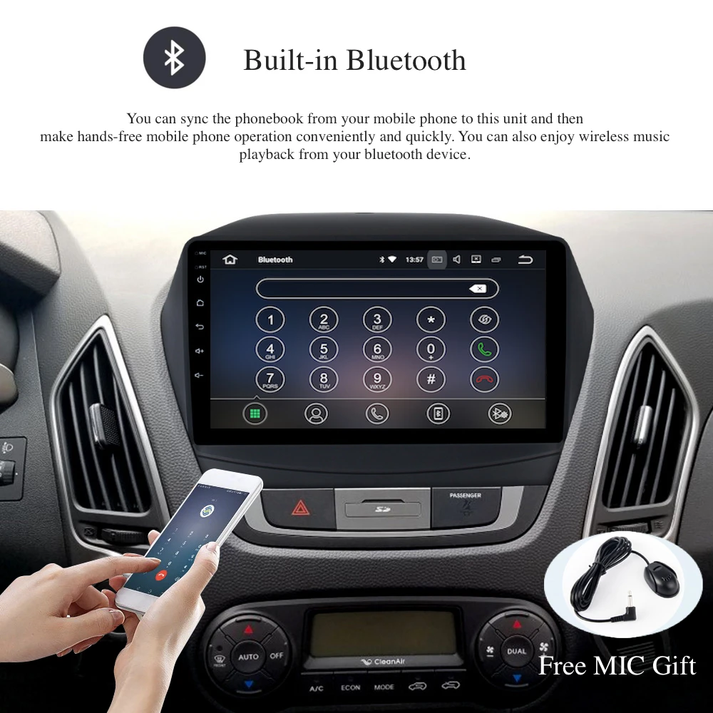 Dasaita 1 din автомобильное радио для hyundai IX35 Tucson Android 7 Кассетный рекордер навигация wifi