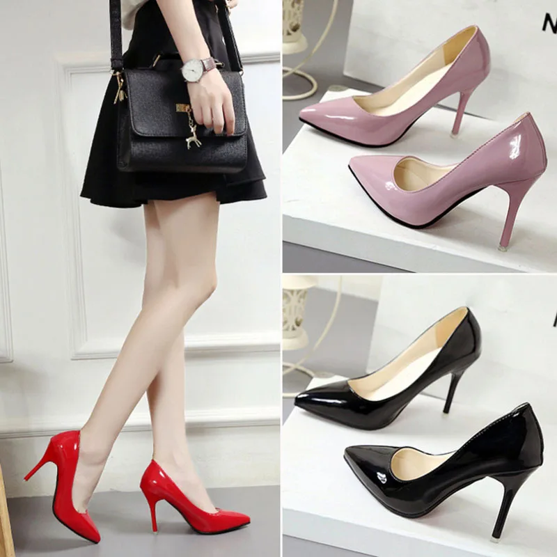 

VTOTA New Pointed Toe Leather Women Pumps Fashion Office Shoes Women Sexy High Heels Shoes Thin Heel Women 's Wedding Shoes