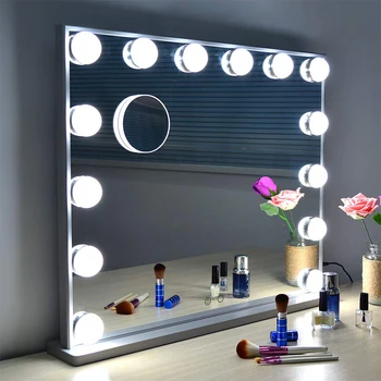 

Hollywood Style Makeup Mirrors with Lights Lighted Vanity Mirror with Dimmable LED Bulbs Touch Control Design Cosmetic