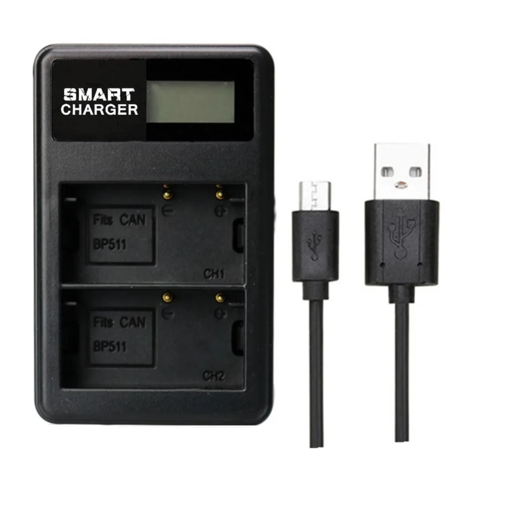 BP511 LCD BP511 Dual Charger Battery Charger for CANON PowerShot EOS 5D