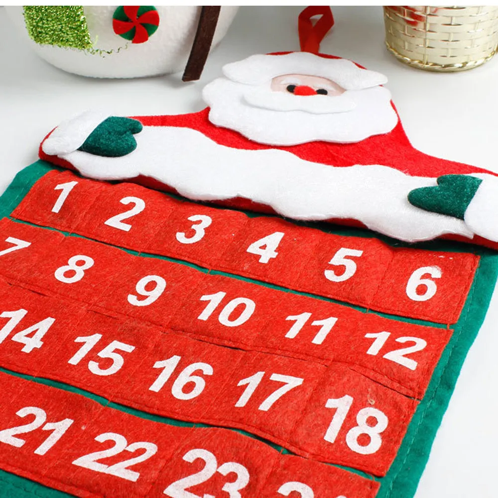 Счастливого Рождества Рождественский календарь украшения Санта Клаус календарь Advent обратный отсчет орнамент висящий баннер рождественские украшения# L