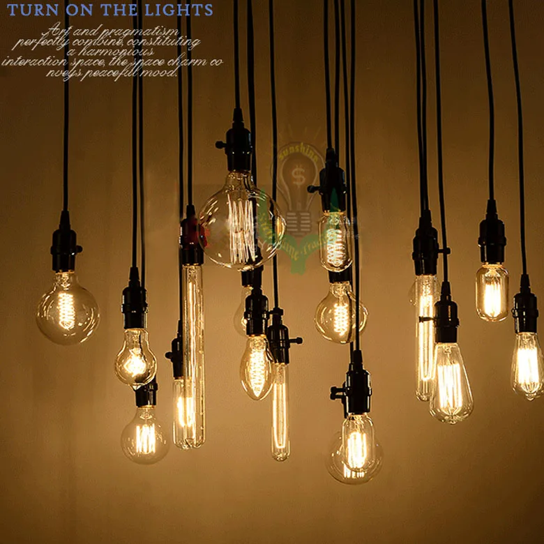 Wholesale 18set Edison Antique Bulb Pendant Lamps Diy Nostalgic Vintage Style Pendant Lights High Quality Long Life Freeshipping