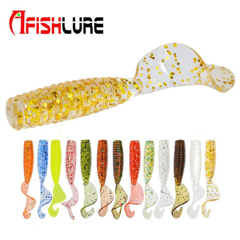 12pcs/set 13 Color Afishlure curly tail grub artificial Panfish Crappie ...