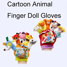 Кукла на палец с мультяшным животным перчатки мягкие плюшевые перчатки дл пар детская игрушка-погремушка рассказчик ребенок Взаимодействие музыкальная шкатулка детские игрушки